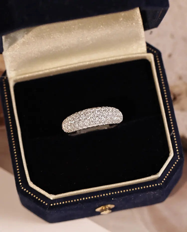 Sterling Silver White Gold Plated Pave Moissanite Ring Women's Wide Diamond Stackable Ring Affordable Luxury Style Fancy Starry Diamond Ring JNi3 shop