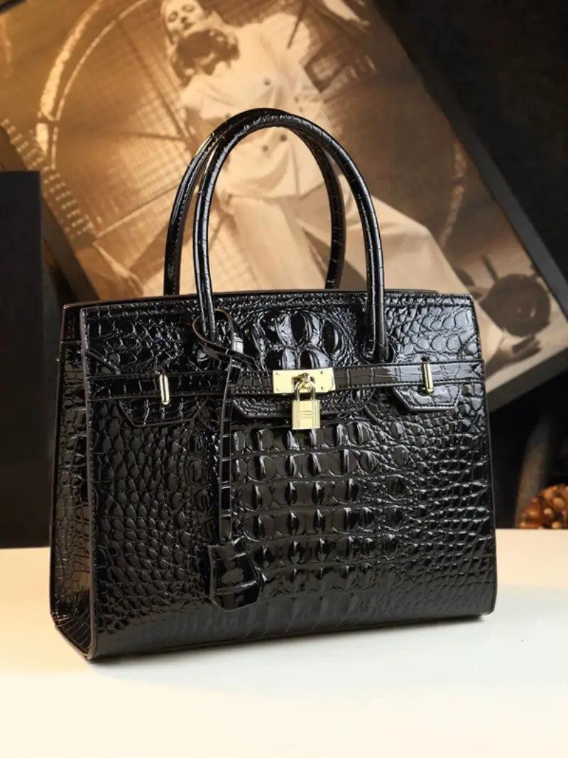 Fashion Crocodile Pattern Large Capacity Leather Women's Bag JNi3 shop