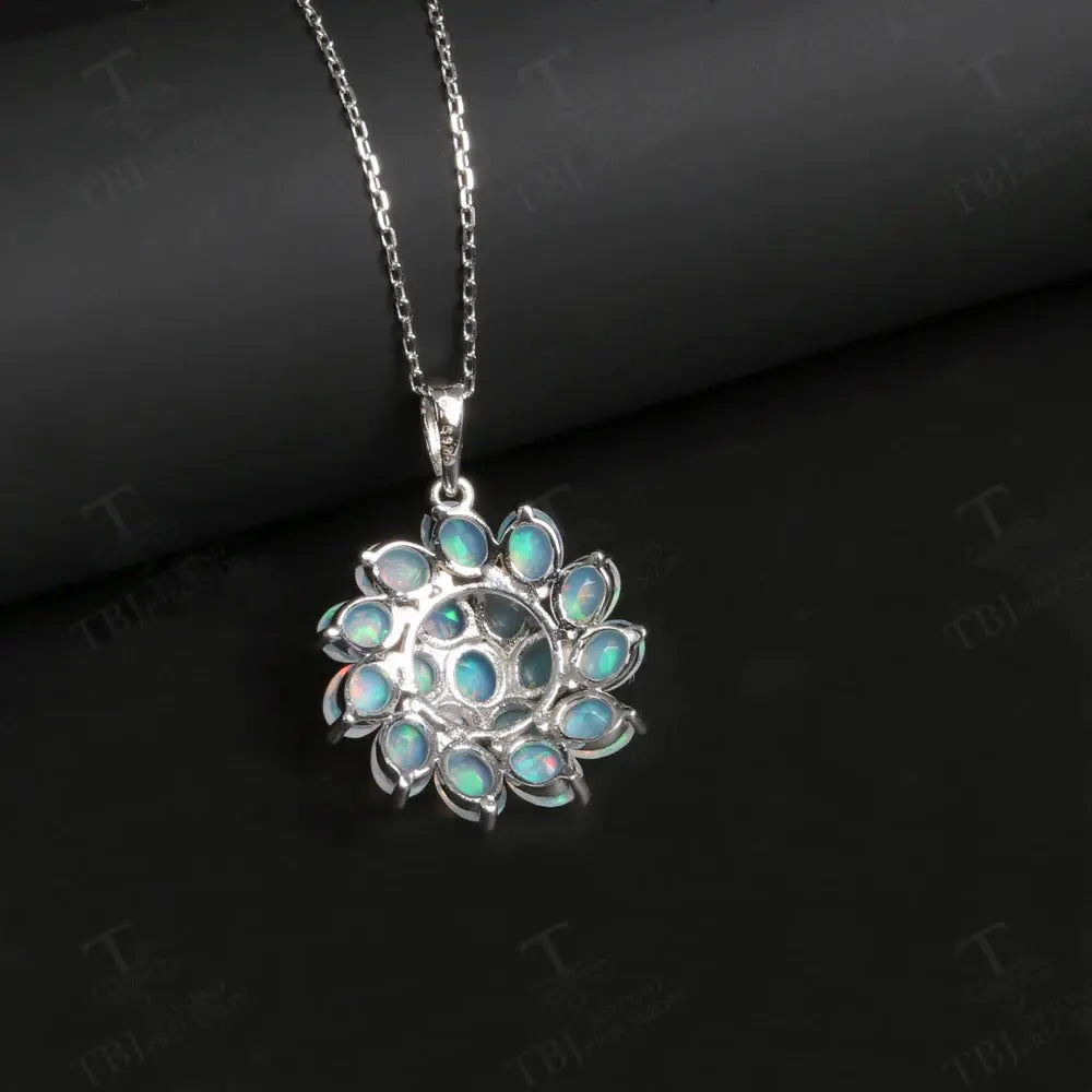Luxury 4.2ct opal pendant 45cm necklace Pure 925 Silver natural ethiopia gemstones fine jewelry for women anniversary party gift JNi3 shop