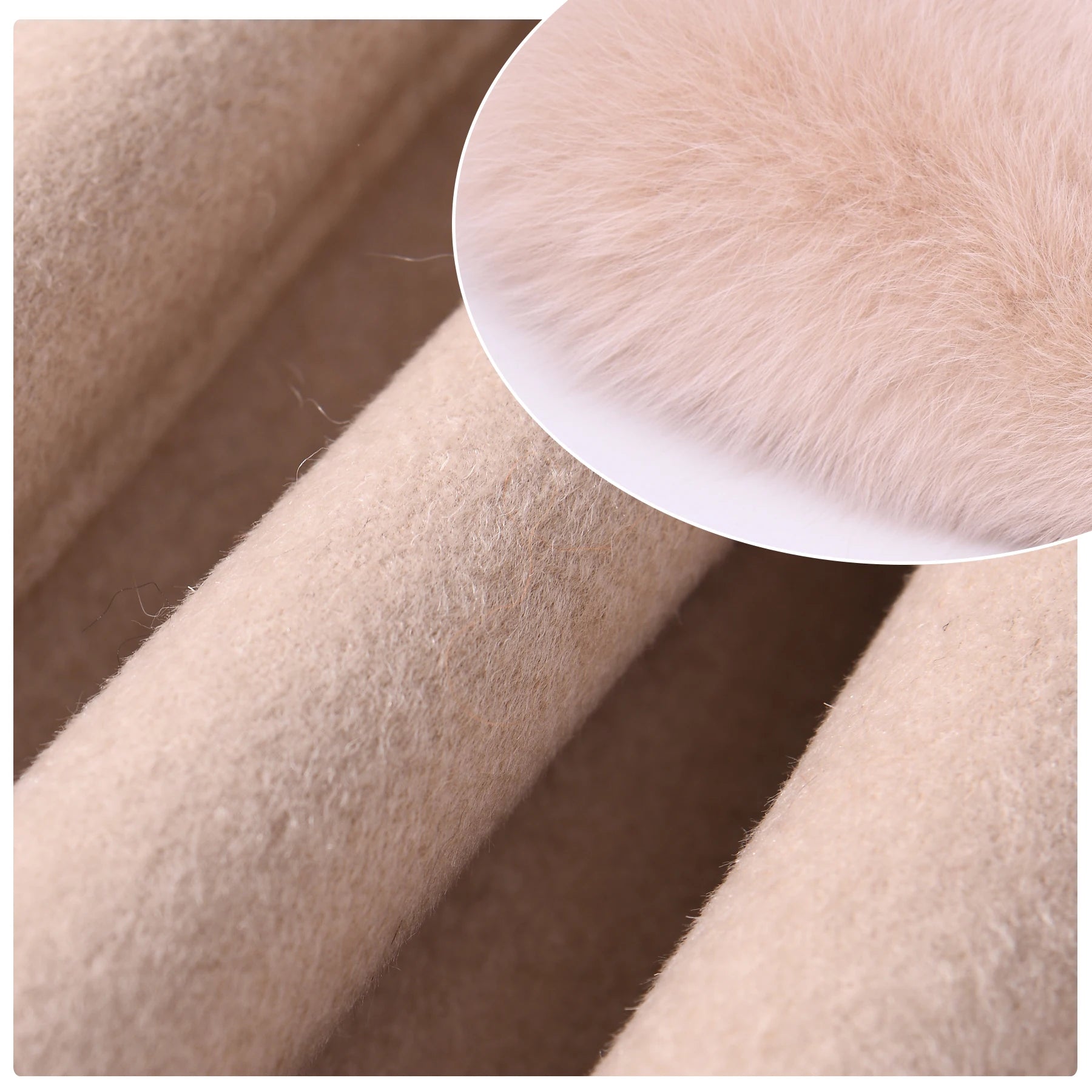 Jxwatcher Women's Wool Coats with Real Fur Cuffs Ladies Fall Fashion Wool & Blend Coats Elegant Winter Outerwear