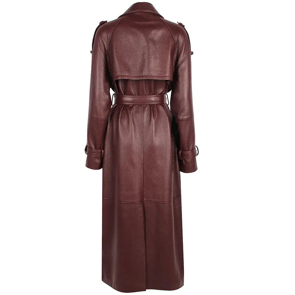 Women's Real Leather Trench Coat Long High Quality Windbreak Oversized JNi3 shop