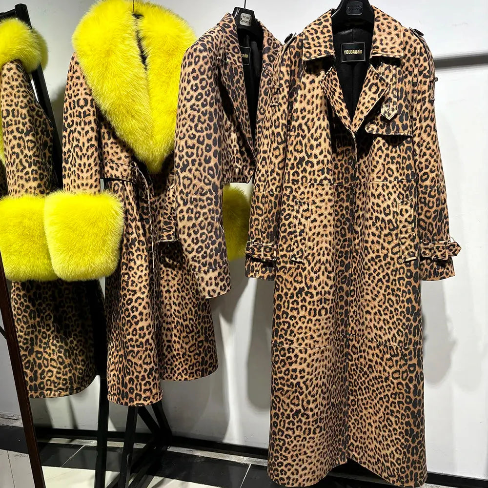 Women's Real Leather Trench Coat Long High Quality Windbreak Oversized JNi3 shop