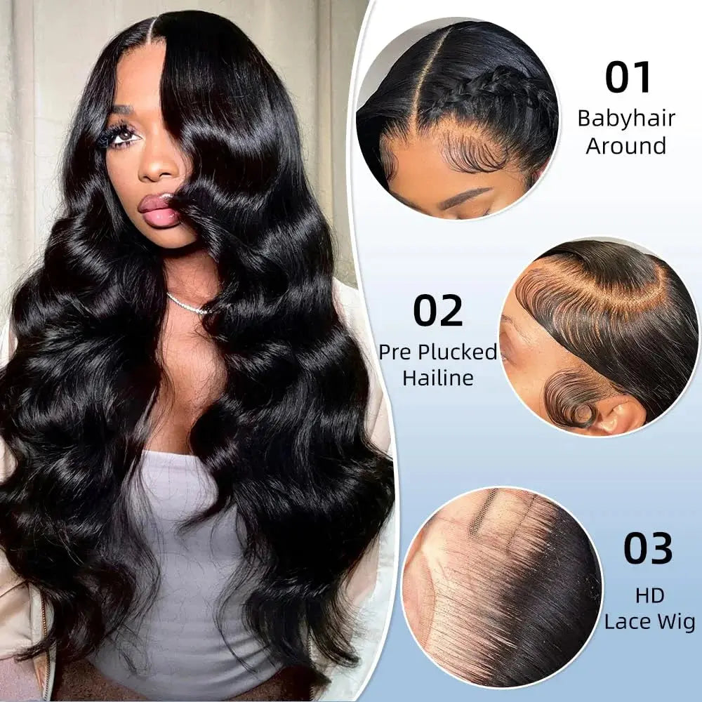 200 Density Body Wave 13x4 360 HD Transparent Lace Front Human Hair Wig 13x4 Lace Frontal Wigs For Women Pre Plucked JNi3 shop
