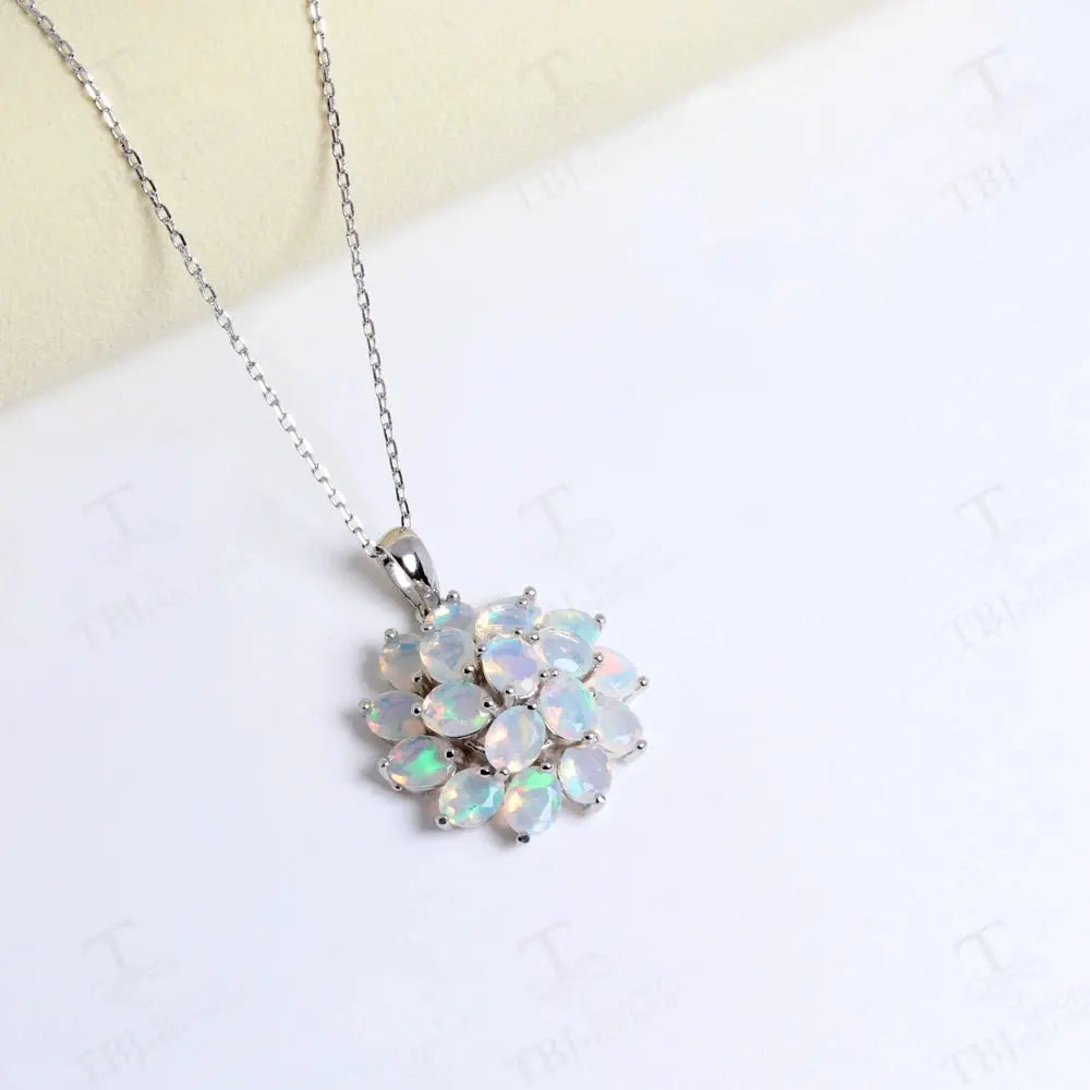 Luxury 4.2ct opal pendant 45cm necklace Pure 925 Silver natural ethiopia gemstones fine jewelry for women anniversary party gift JNi3 shop