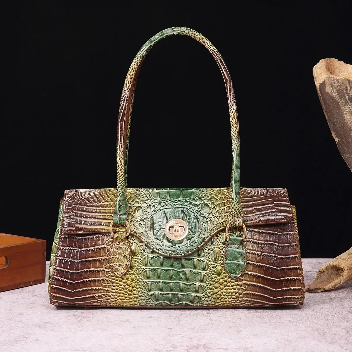 Multicolor Crocodile Pattern Fashion Handheld Stick Bag Large Capacity One Shoulder Underarm Bag Women's Luxury Handbag JNi3 shop