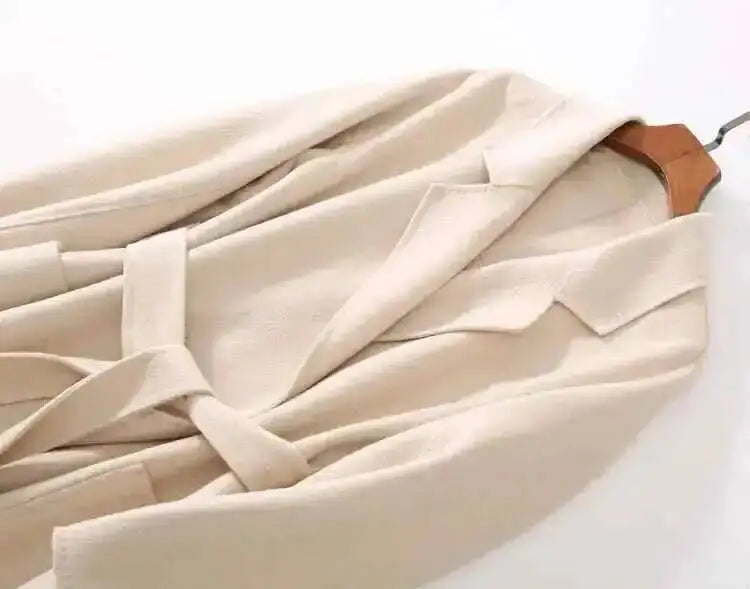 LANMREM 2025 High-End Water Ripple Double-Sided Wool Coat | Long Robe-Style