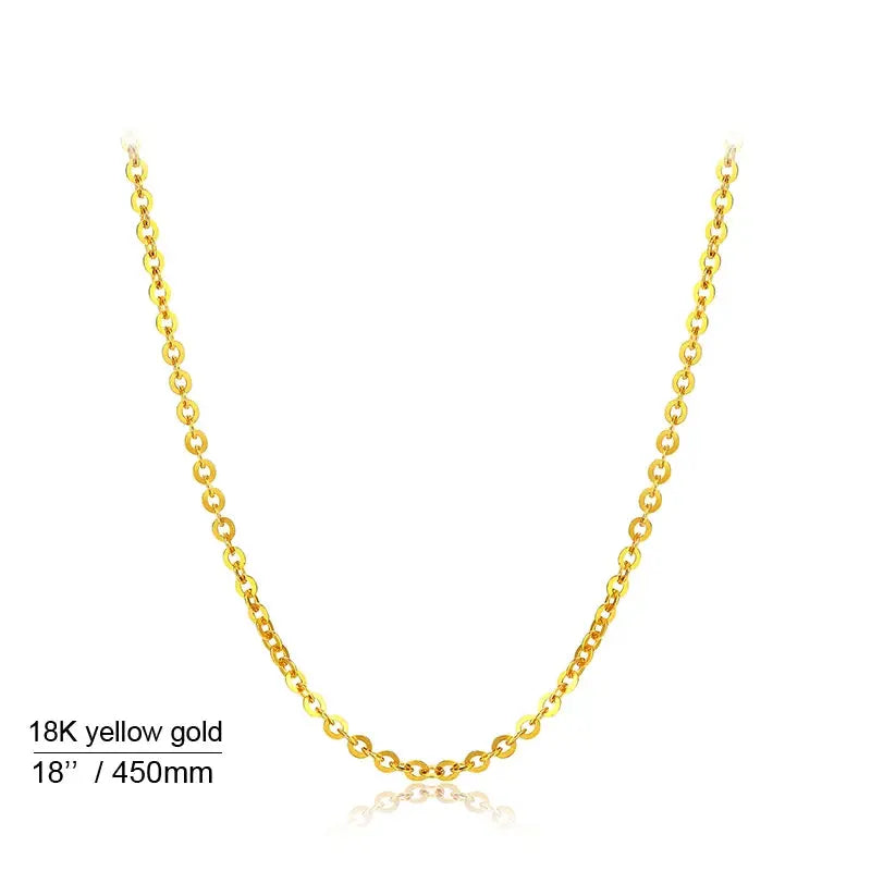 Real 18K Solid Gold Chain Necklace For Women,18 Inch Au750 Yellow Gold Necklace Wife Mother Girls Birthday Gift JNi3 shop