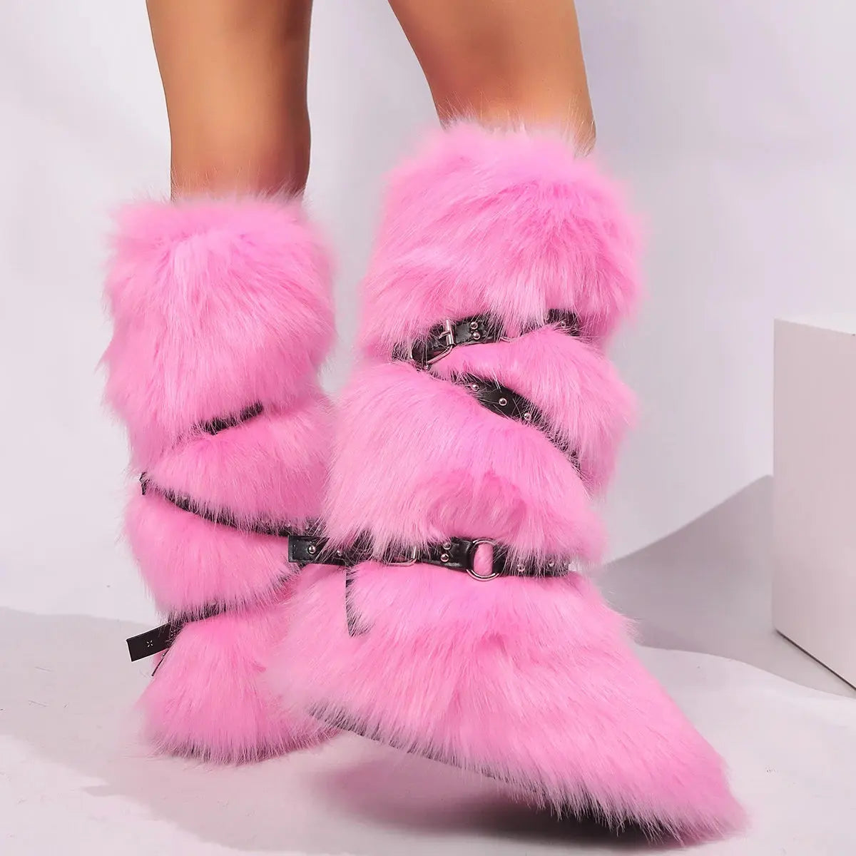 Winter Boots Women Faux Fur Snow Boots Warm Platform Long Boots Cute Plush Over Knee High Boots Y2K Girls Outdoor Furry Shoes JNi3 shop