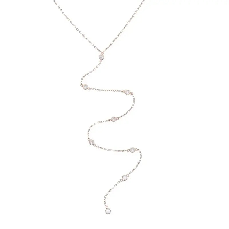 2025 Real 925 Sterling Silver Necklace Paved Round Dots Bezel CZ Stone Long Y Lariat Sexy Fashion Women Jewelry Necklaces JNi3 shop