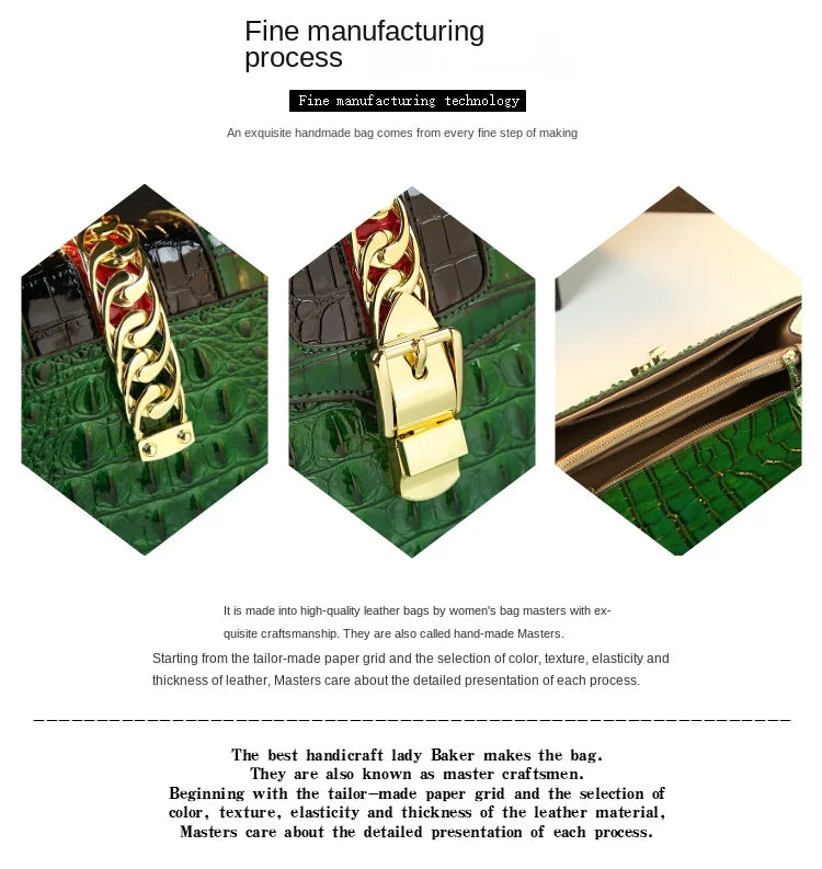 Genuine Leather Shoulder Crossbody Bag Crocodile Small Hard Square Portable Messenger Bags