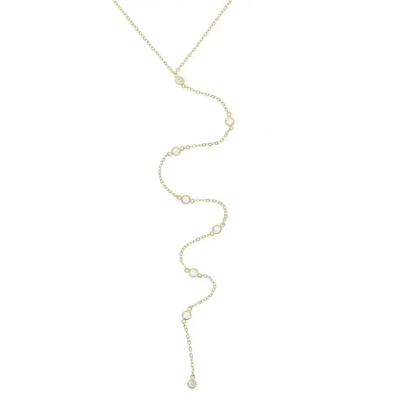 2025 Real 925 Sterling Silver Necklace Paved Round Dots Bezel CZ Stone Long Y Lariat Sexy Fashion Women Jewelry Necklaces JNi3 shop