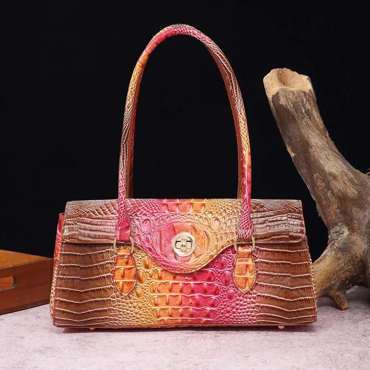 Multicolor Crocodile Pattern Fashion Handheld Stick Bag Large Capacity One Shoulder Underarm Bag Women's Luxury Handbag JNi3 shop