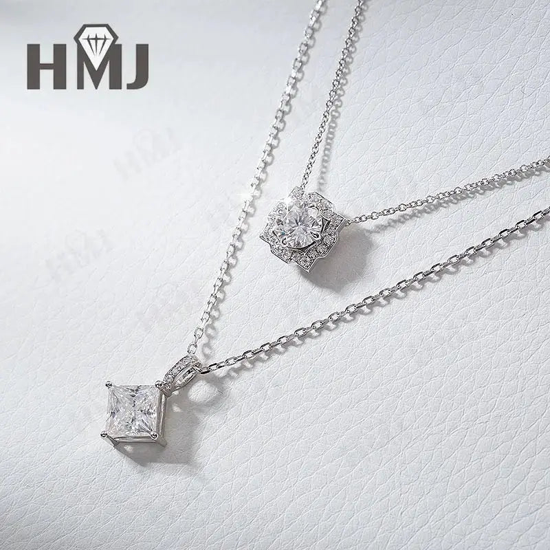 Silver Pendant Necklace for Women 1CT 2CT D Color Moissanite with GRA Certificate 925 Sterling Silver Wedding Necklace Gift JNi3 shop
