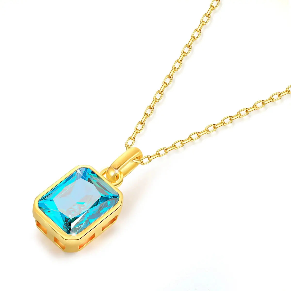 100% Real 18k Gold Necklace Pendant Women 8*10mm Blue Stone AU750 K Gold Jewelry With Certificate Wedding Anniversary Gift Sale JNi3 shop