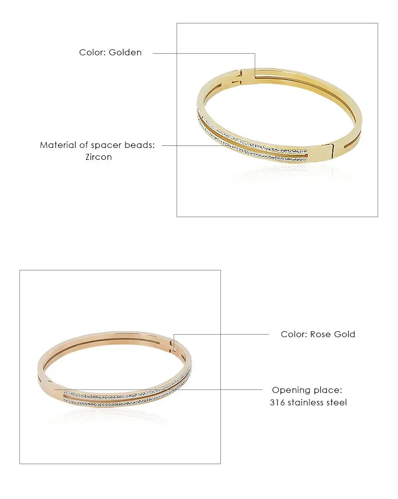 MOONLIGHT Fashion Cubic Zirconia Cuff Bangles for Women Trendy Titanium Steel Circular Classic Bracelet Female Jewelry Gift JNi3 shop