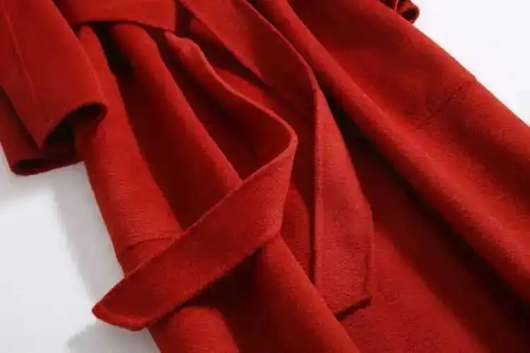 LANMREM 2025 High-End Water Ripple Double-Sided Wool Coat | Long Robe-Style