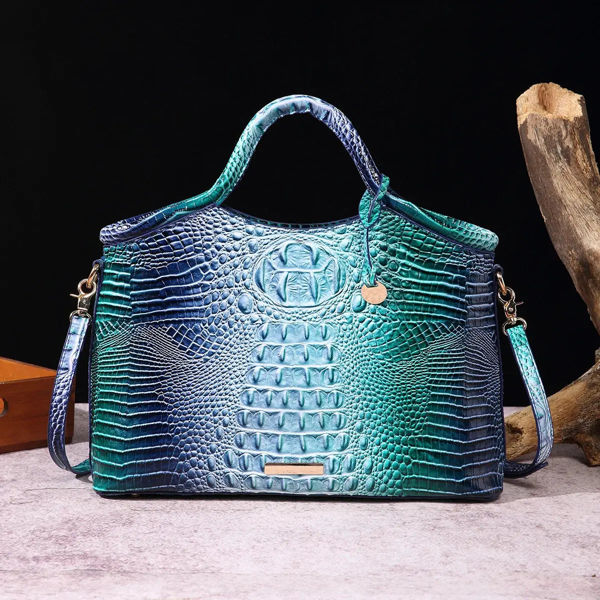 crocodile pattern colorful solid color high-end retro women's handbag JNi3 shop