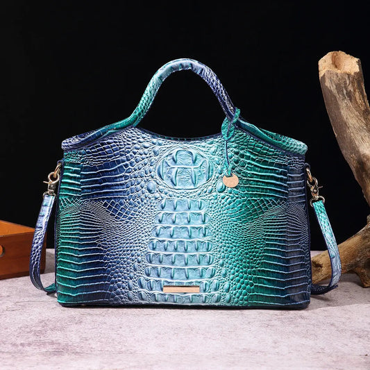crocodile pattern colorful solid color high-end retro women's handbag JNi3 shop