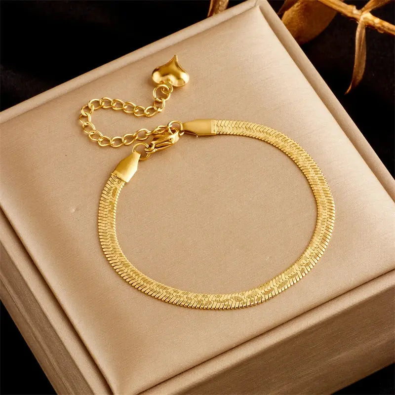 DIEYURO 316L Stainless Steel Gold Color Snake Chain Necklace Bracelets For Women Girl New Waterproof Jewelry Set Wedding Gift JNi3 shop