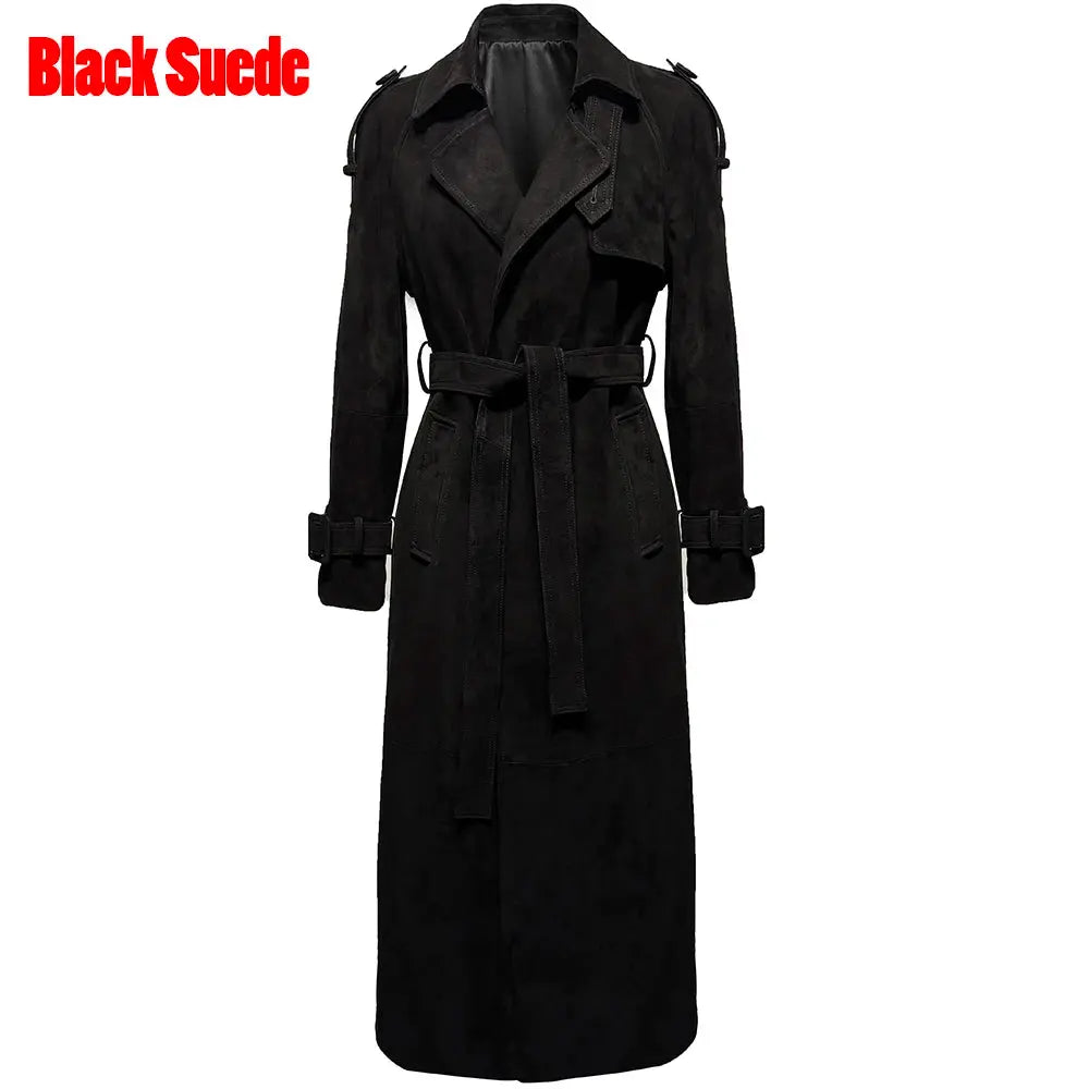 Women's Real Leather Trench Coat Long High Quality Windbreak Oversized JNi3 shop