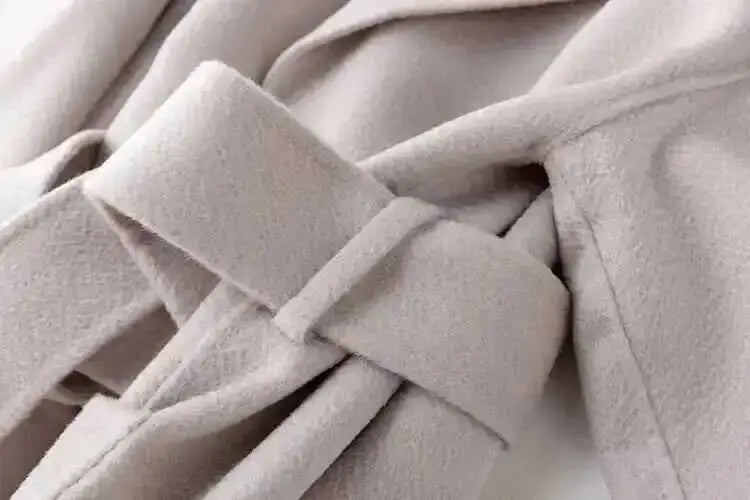 LANMREM 2025 High-End Water Ripple Double-Sided Wool Coat | Long Robe-Style