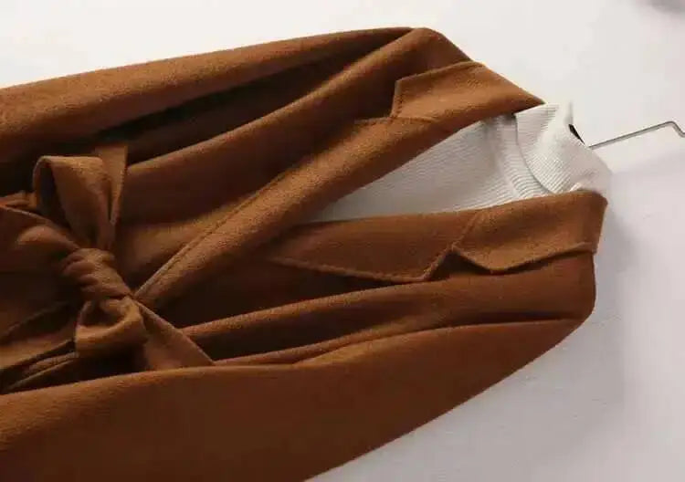 LANMREM 2025 High-End Water Ripple Double-Sided Wool Coat | Long Robe-Style