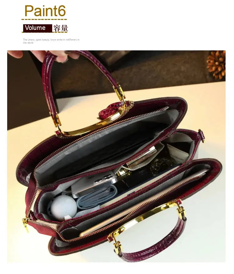 Genuine Leather Women's Handbags Crocodile Pattern Lady Flower Tassel Shoulder Messenger Bag Fashion Wedding Top Handle Bags JNi3 shop