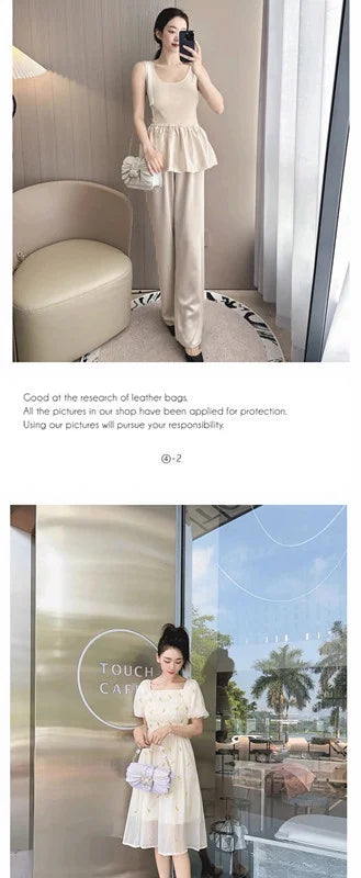 Pearl Rivets Wings Women Bag Genuine Leather Trendy Handbags Lady Small Square Shoulder Messenger Sequin Bags