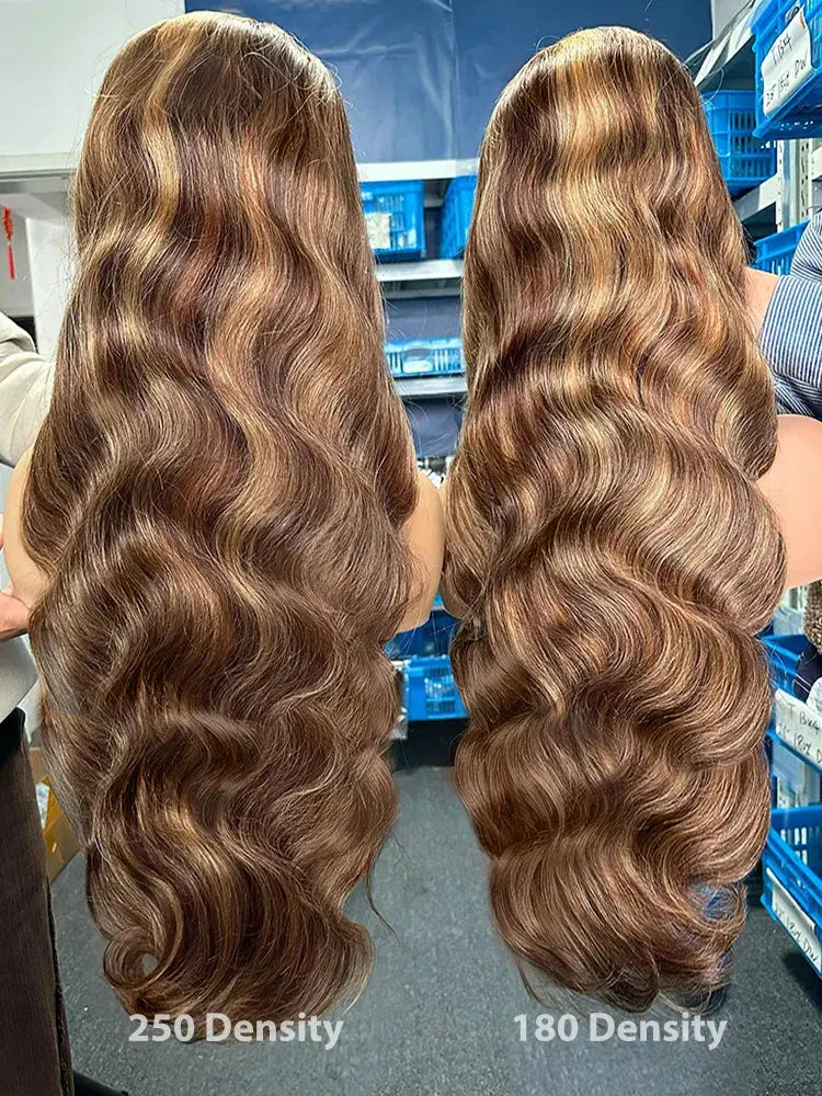 100% Human Hair Highlight Ombre 13x6 HD Lace Frontal Wigs Body Wave 13x4 Lace Front Wig 30 40 Inch Water Loose Brown Brazilian JNi3 shop