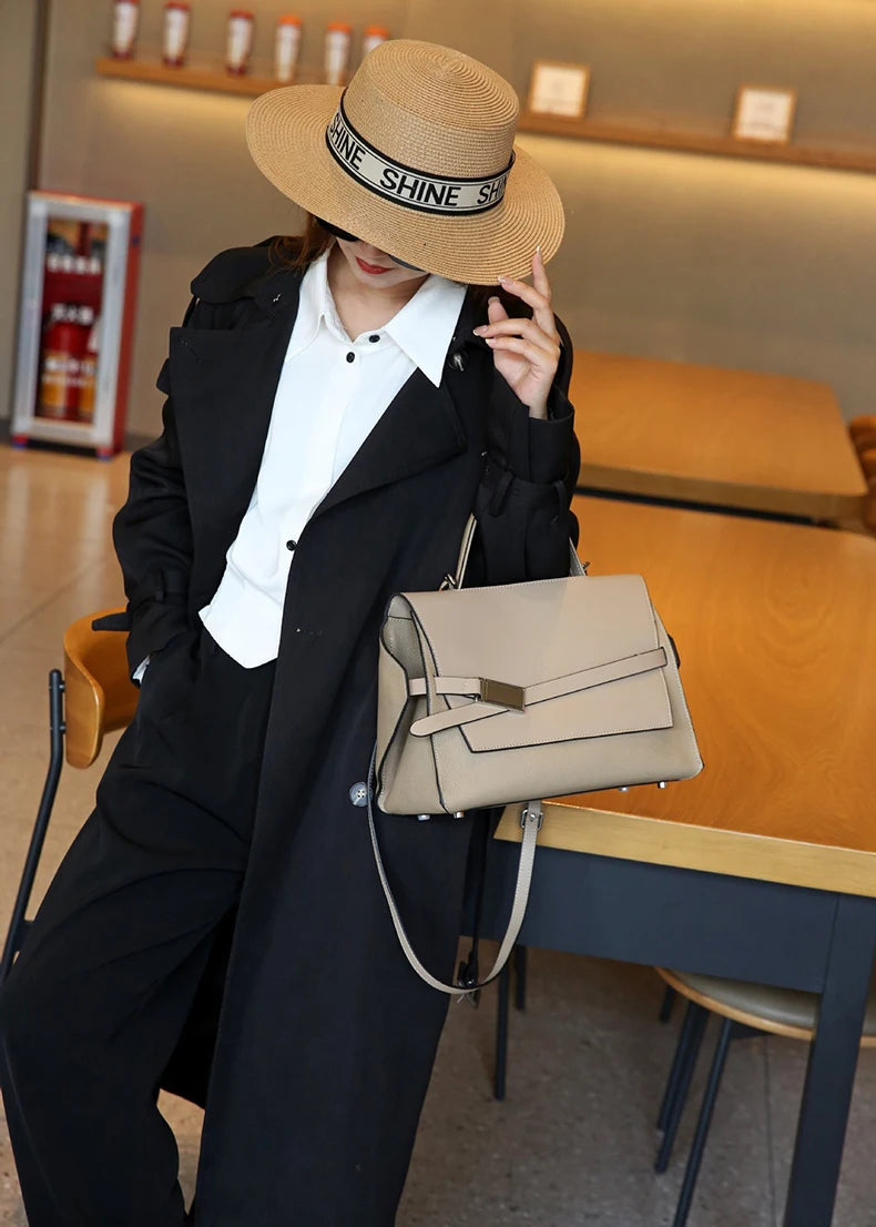 quality leather tote bags women square handbags luxury designer commuter shoulder crossbody bag large capacity