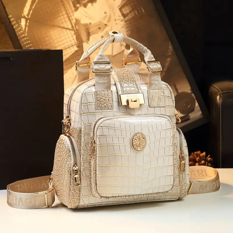 Luxury Designer Brand New High Quality Cowhide Backpack Female Fashion Large Capacity Hand Bill Shoulder Multi-functional Bag