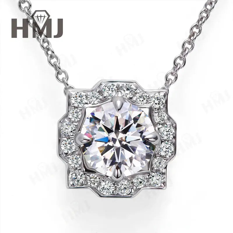 Silver Pendant Necklace for Women 1CT 2CT D Color Moissanite with GRA Certificate 925 Sterling Silver Wedding Necklace Gift JNi3 shop