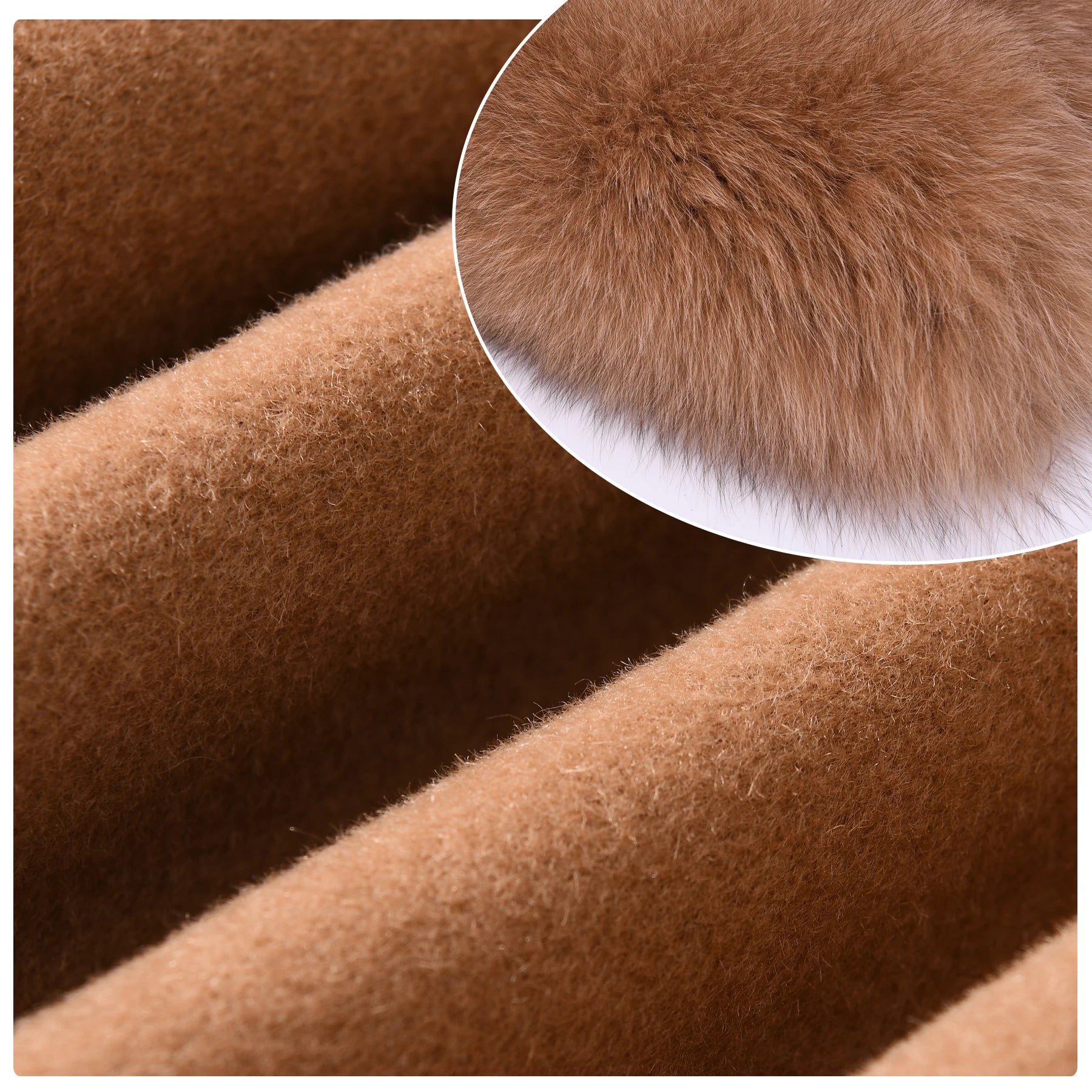 Jxwatcher Women's Wool Coats with Real Fur Cuffs Ladies Fall Fashion Wool & Blend Coats Elegant Winter Outerwear