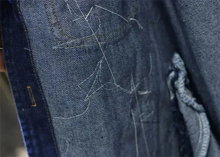 Spring Autumn Loose Vintage Flower Embroidered Denim Jacket Women Single-breasted Casual Raw Fringe Hole Jeans Jackets Female JNi3 shop