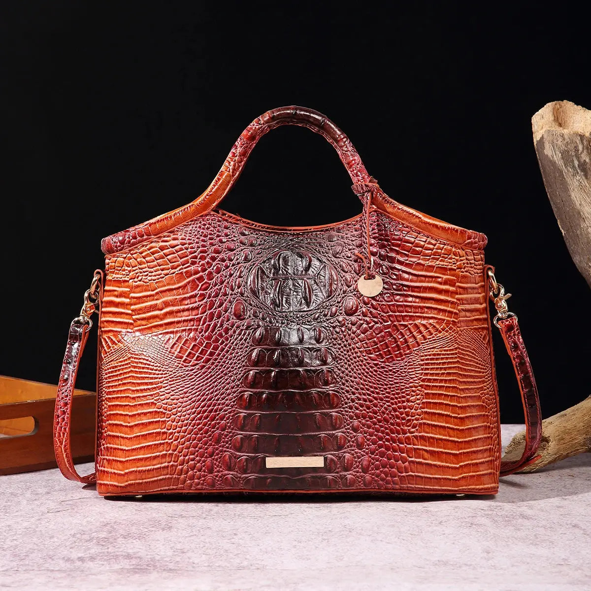 crocodile pattern colorful solid color high-end retro women's handbag JNi3 shop
