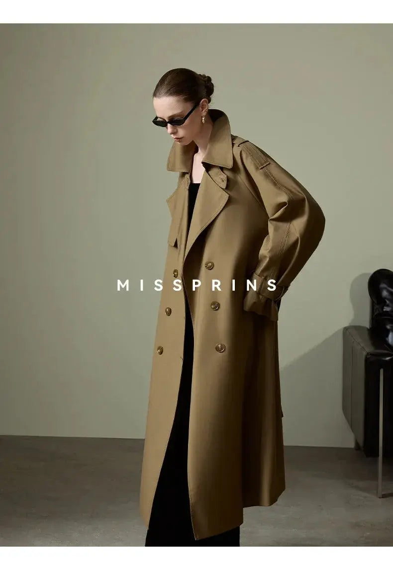 Lautaro Spring Autumn Long Khaki Trench Coat for Women Belt Double Breasted Chic Luxury Designer European Fashion Clothes 2025 JNi3 shop