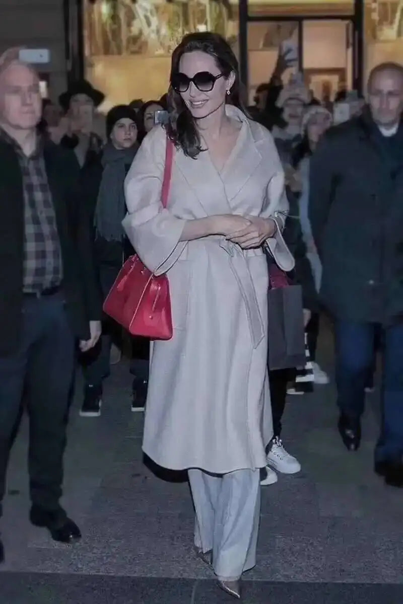 LANMREM 2025 High-End Water Ripple Double-Sided Wool Coat | Long Robe-Style