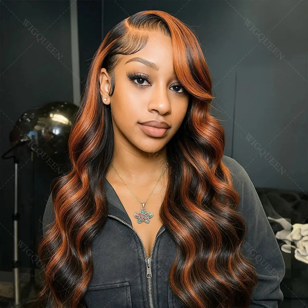 Upgraded 1B/30 Balayage Body Wave 13x4 Highlight Lace Front Human Hair Wig Vietnamese Omber Brown Colored Wig Human Hair JNi3 shop