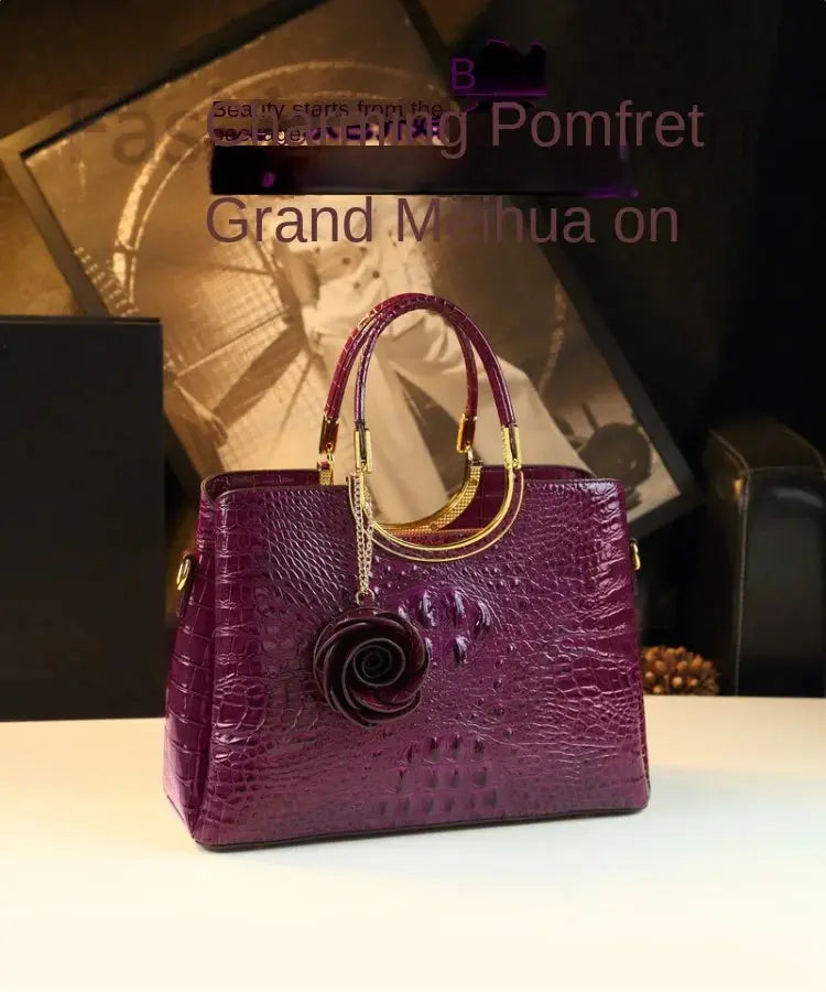 Genuine Leather Women's Handbags Crocodile Pattern Lady Flower Tassel Shoulder Messenger Bag Fashion Wedding Top Handle Bags JNi3 shop
