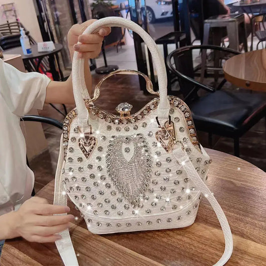 Luxury Fashion Diamonds Leather Women's Bag Small Crossbody Bucket Bag 2023 New Ladies Handbag Niche Party Evening Shoulder Bags JNi3 shop