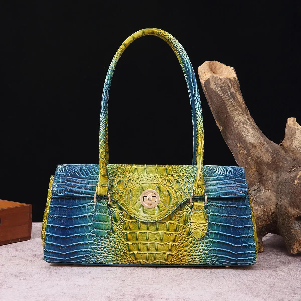 Multicolor Crocodile Pattern Fashion Handheld Stick Bag Large Capacity One Shoulder Underarm Bag Women's Luxury Handbag JNi3 shop