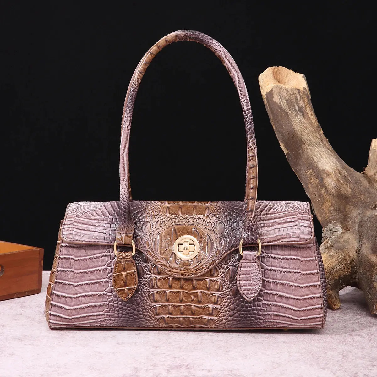 Multicolor Crocodile Pattern Fashion Handheld Stick Bag Large Capacity One Shoulder Underarm Bag Women's Luxury Handbag JNi3 shop