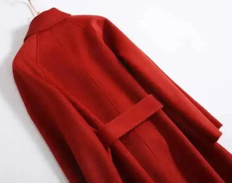 LANMREM 2025 High-End Water Ripple Double-Sided Wool Coat | Long Robe-Style