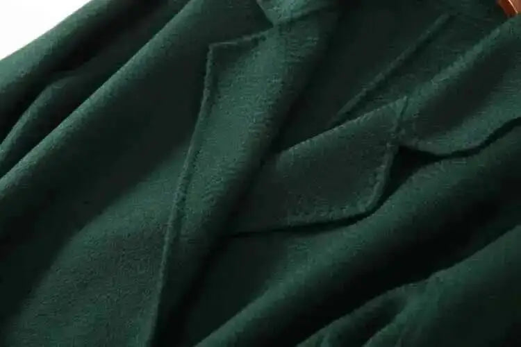 LANMREM 2025 High-End Water Ripple Double-Sided Wool Coat | Long Robe-Style