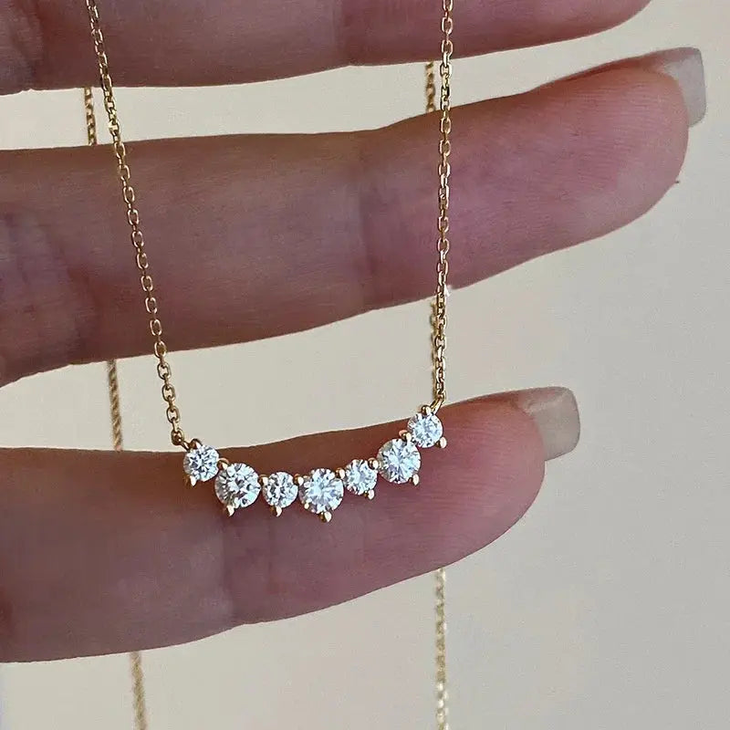 925 Sterling Silver Plated 18K Gold Geometric CZ Pendant Necklace For Women Wedding Party Fine Jewelry Gift JNi3 shop
