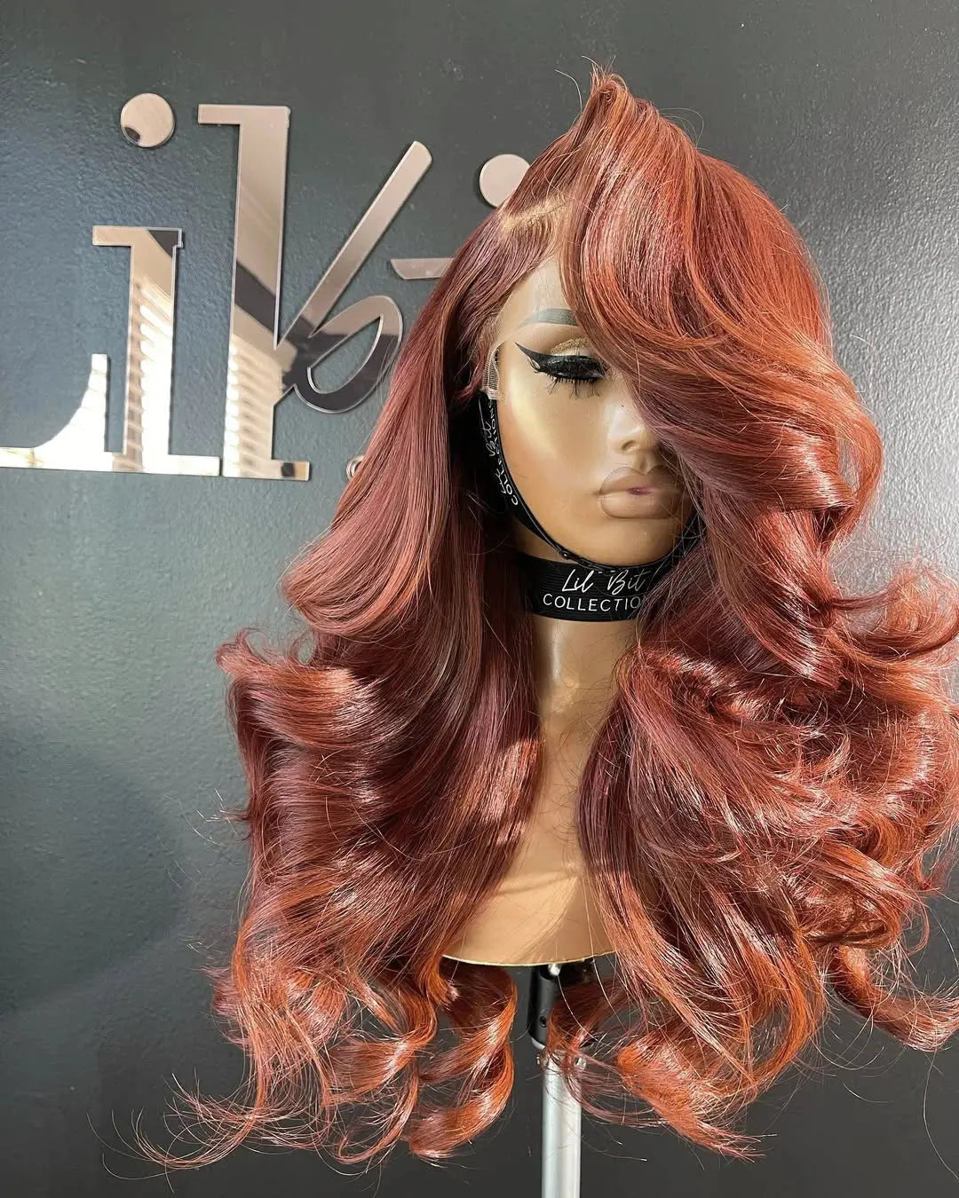 13x6 Reddish Brown Women's Wigs Synthetic Lace Front Wig Red Body Wave Lace Frontal Wig Glueless Pre Plucked With Baby Hair Wig JNi3 shop