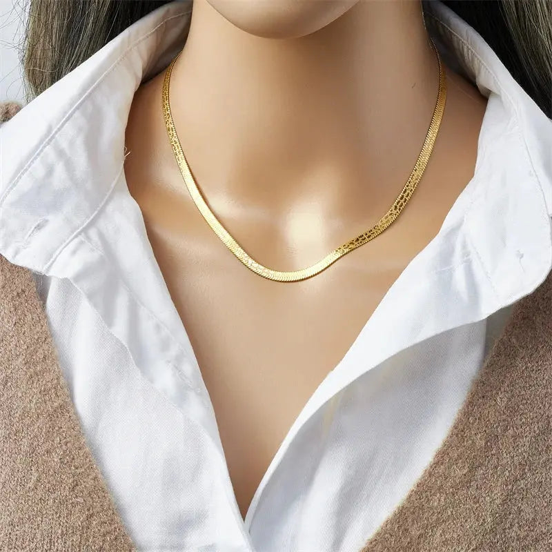 DIEYURO 316L Stainless Steel Gold Color Snake Chain Necklace Bracelets For Women Girl New Waterproof Jewelry Set Wedding Gift JNi3 shop