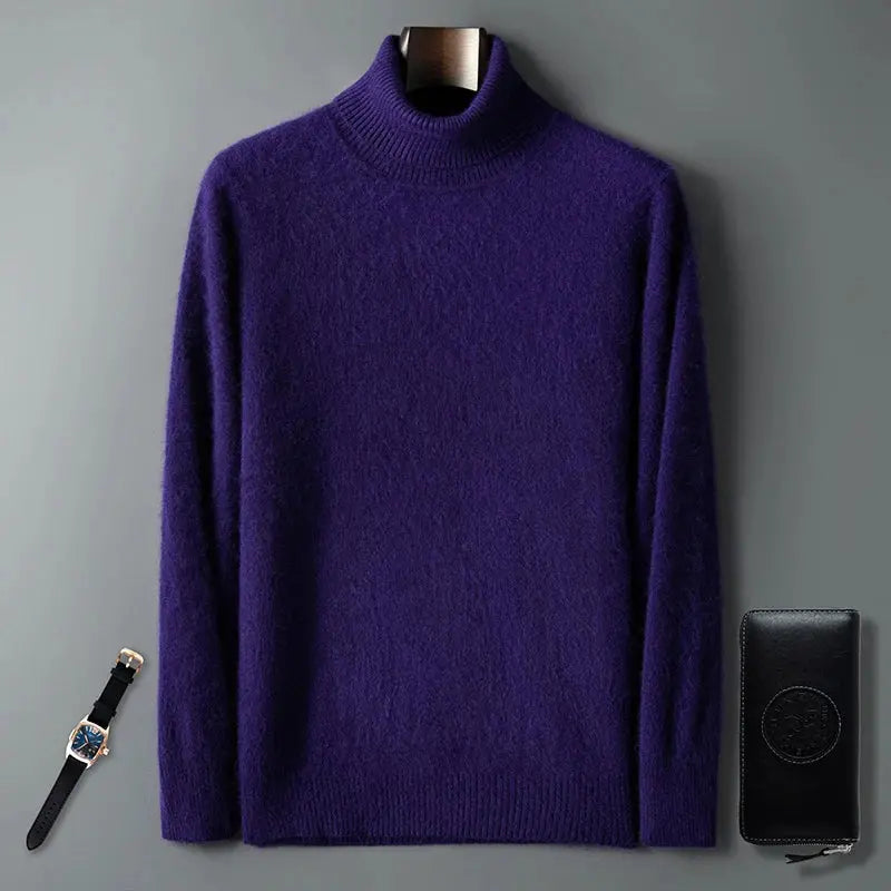 100% Male Mink Cashmere Sweater Solid Color Turtleneck Thick Autumn And Winter Loose Large Size Turtleneck Wool Bottoming Shirt JNi3 shop