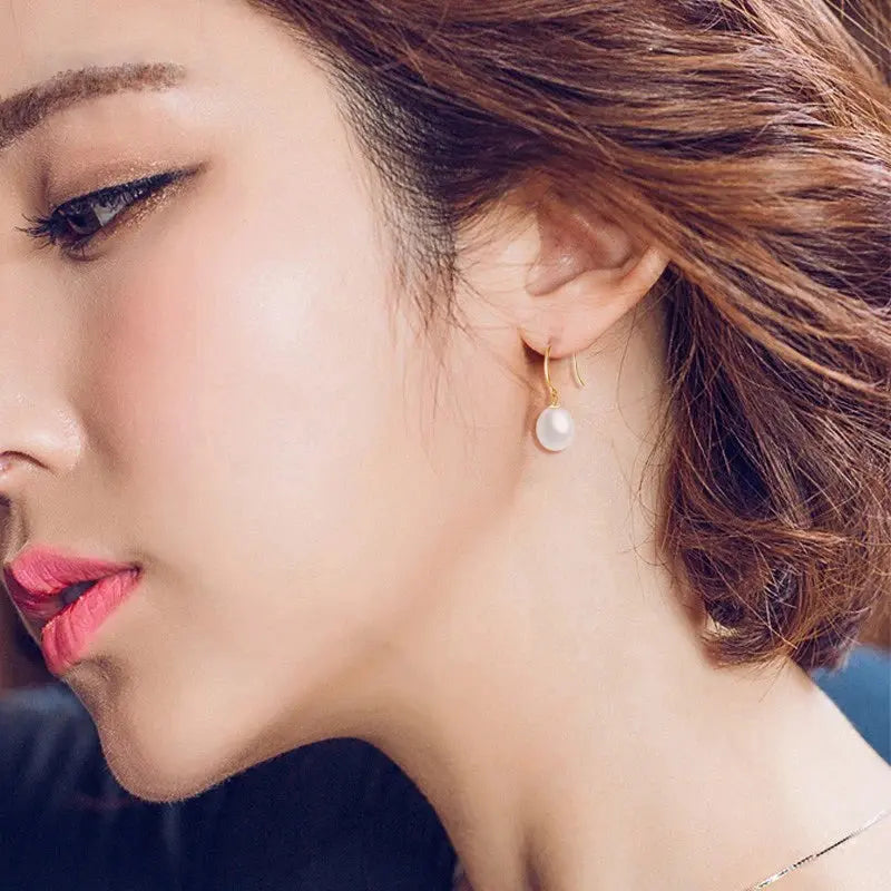 Real 18k Gold Jewelry Dets,Natural Pearl Pendant Earrings Sets AU750,White Freshwater Pearl Necklace and Earring Set Fine Gift JNi3 shop