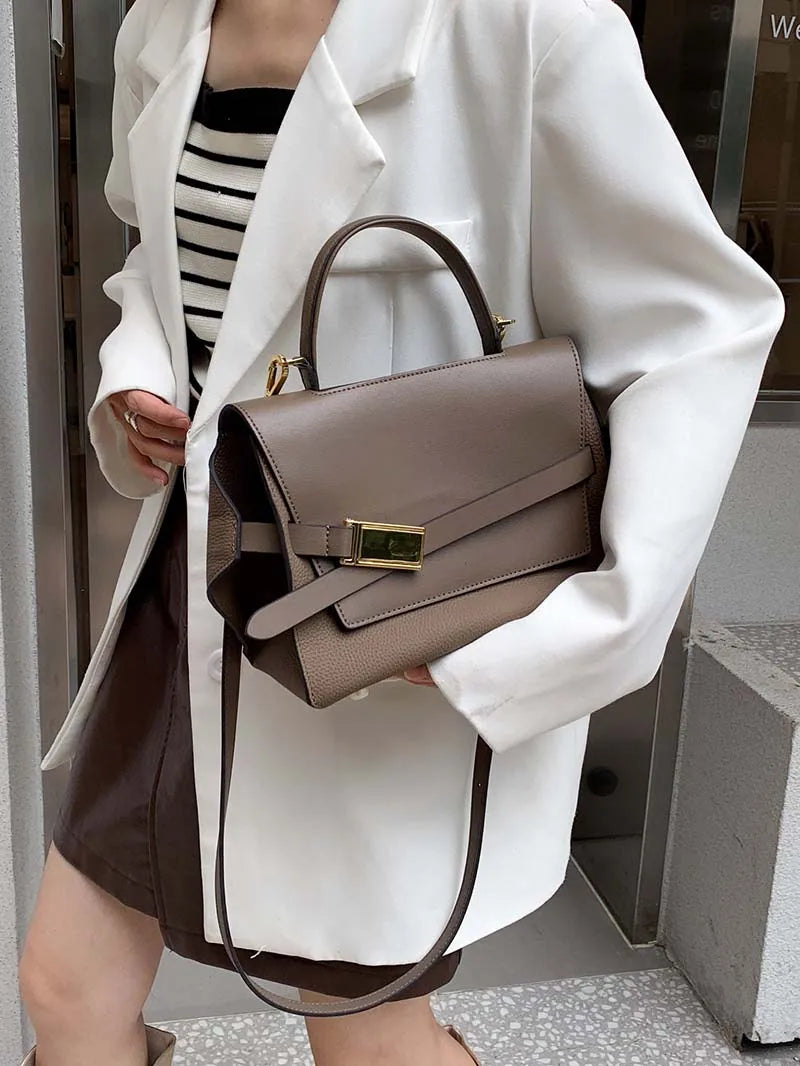 quality leather tote bags women square handbags luxury designer commuter shoulder crossbody bag large capacity